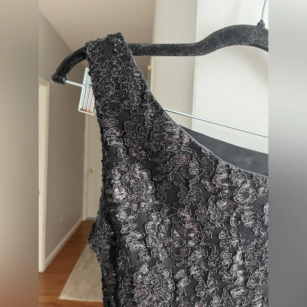 NIGHT WAY COLLECTIONS Black Lace Embroidered One Shoulder Mini Dress - Picture 2 of 5